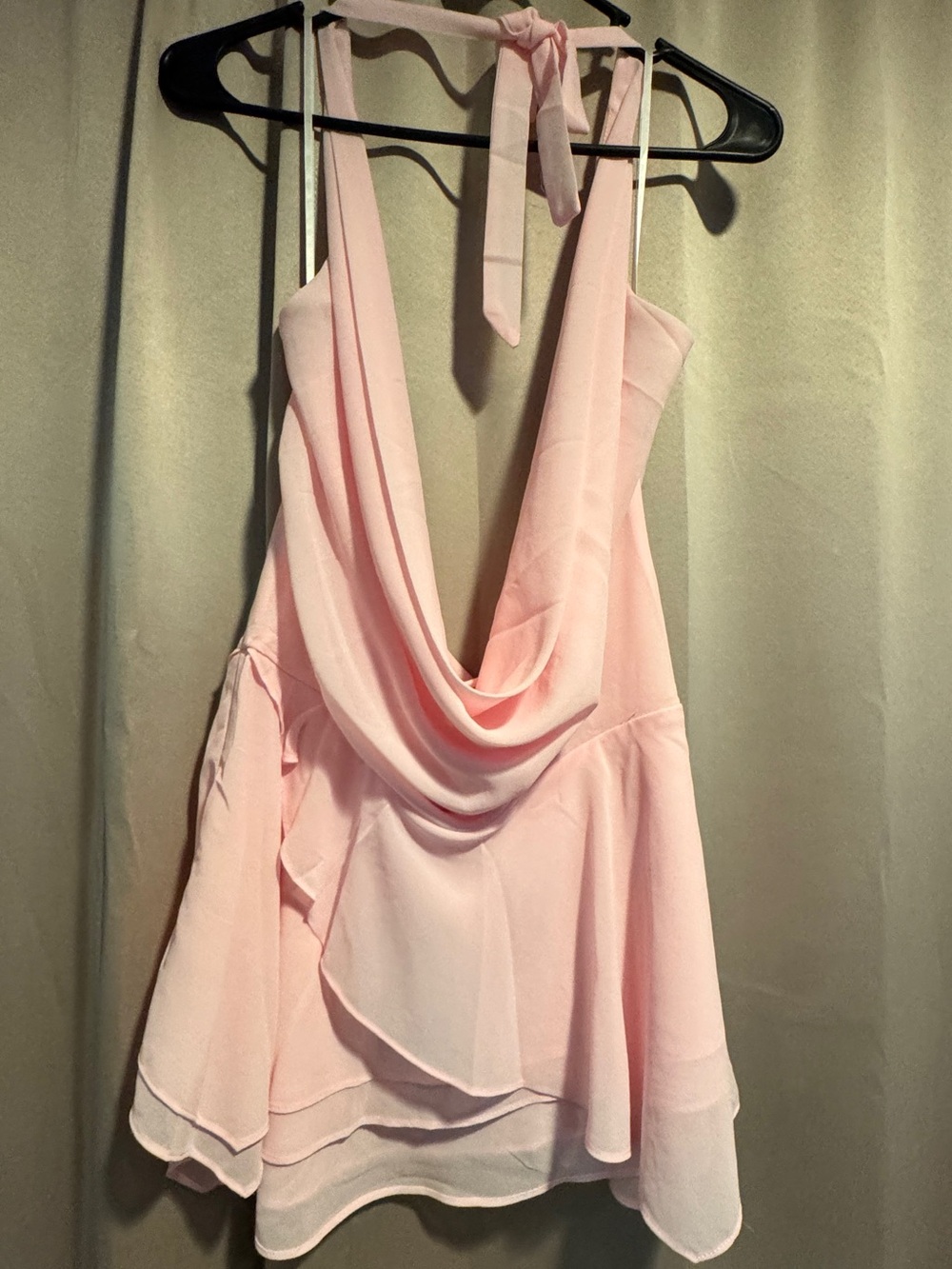 Cleo Plunge Cowl Neck Mini Dress - Pink